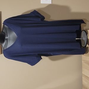 EUC Zenana Premium Navy V-Neck Roll-Sleeve Side-Slit Tunic 3x